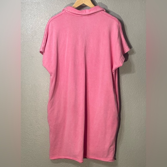 AnnieWear Mineral Washed Johnny Collar Short Sleeve Dress - Size L - Picture 6 of 6